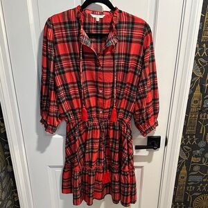 Simply Southern Red and Black Plaid Dress Tartan Size Medium